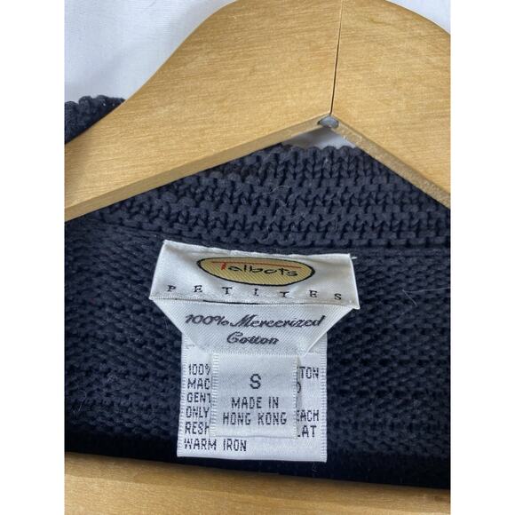Talbots Knit Blazer Jacket Cardigan PS Black Mercerized Cotton Old Money Preppy - Picture 8 of 11